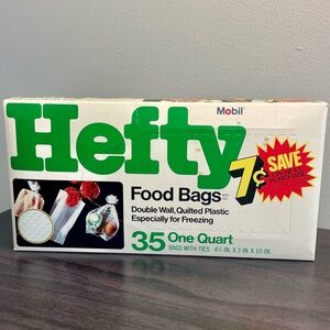 NEW Vintage 1973 Mobil Hefty One Quart Double Wall Food Bags with ties 35 count